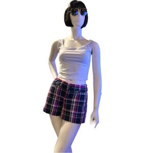 Banana Republic Plaid Chino Shorts Pink and Black Size 0